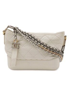Chanel Gabriel de Small Hobo Chain Shoulder Bag Ivory Gold Silver